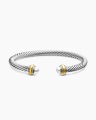 Classic Cable Bracelet in Sterling Silver with 14K Yellow Gold and Pearls, 5mm