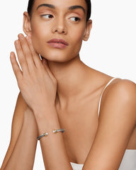 Classic Cable Bracelet in Sterling Silver with 14K Yellow Gold and Pearls, 5mm