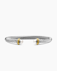 Classic Cable Bracelet in Sterling Silver with 14K Yellow Gold and Pearls, 5mm