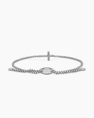 Petite Pavé Cross Chain Bracelet in Sterling Silver with Diamonds, 1.7mm