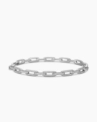 Stax Chain Link Bracelet in 18K White Gold with Diamonds, 4mm