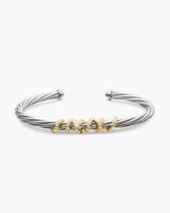 Helena Center Station Bracelet in Sterling Silver with 18K Yellow Gold and Diamonds, 4mm