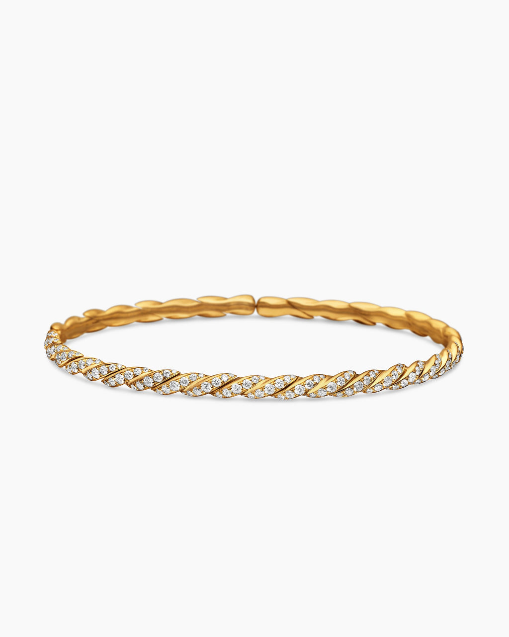 Sculpted Cable Flex Bracelet in 18K Yellow Gold with Diamonds, 3.5mm