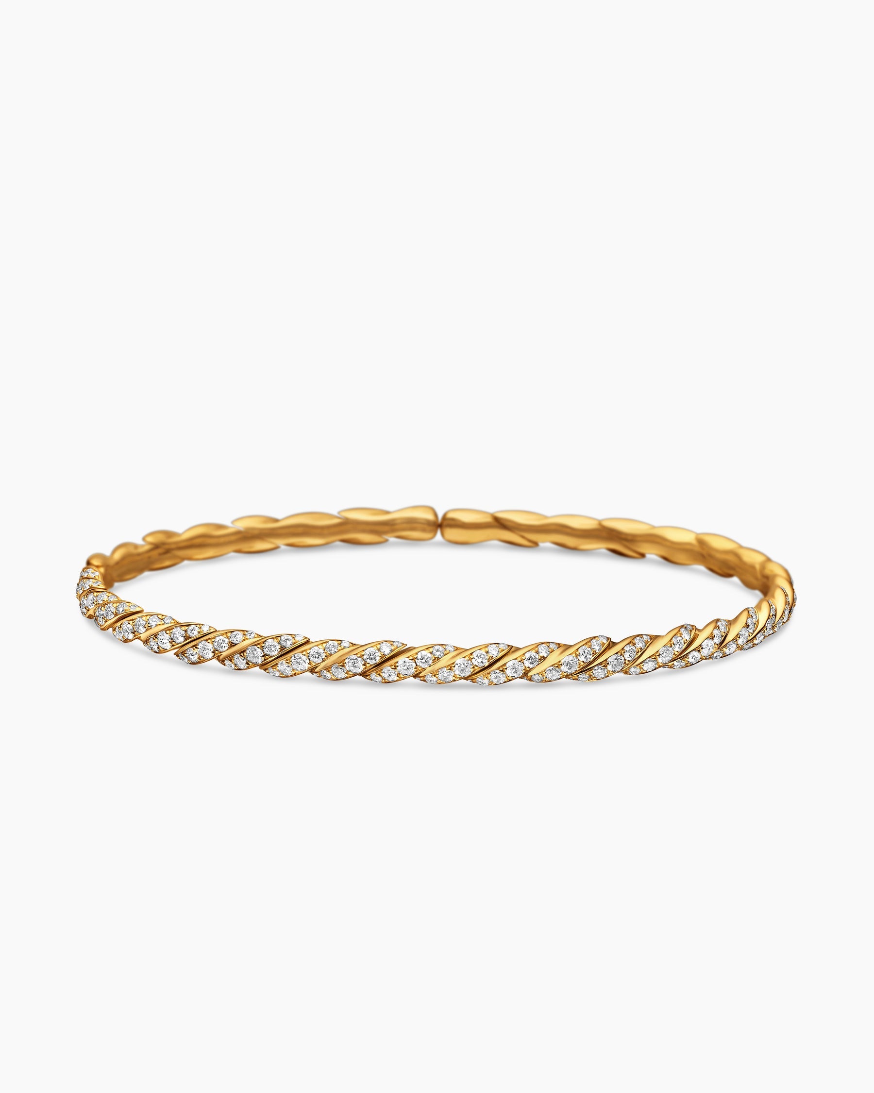 Sculpted Cable Flex Bracelet in 18K Yellow Gold with Diamonds, 3.5mm