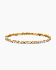 Sculpted Cable Flex Bracelet in 18K Yellow Gold with Diamonds, 3.5mm