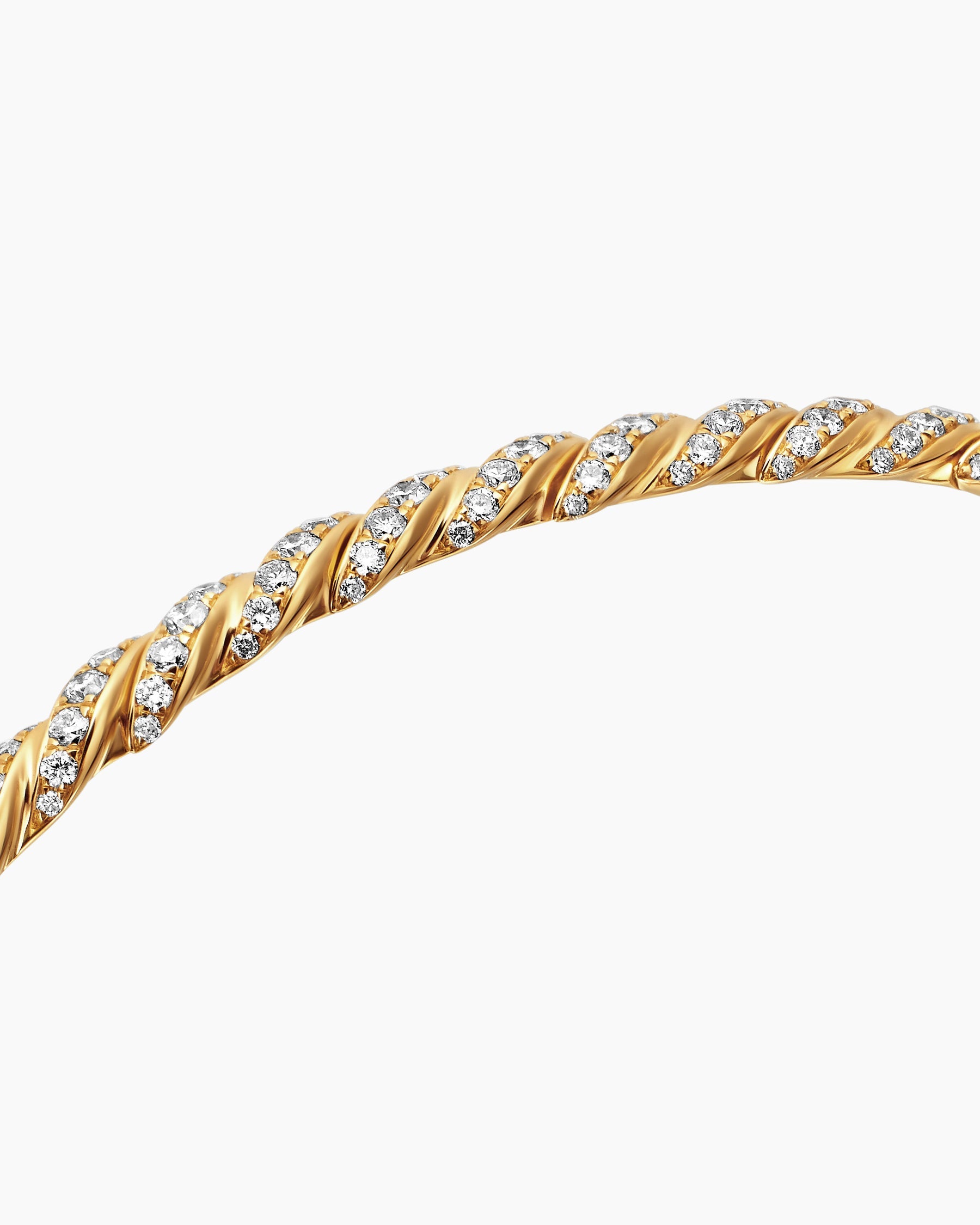 Sculpted Cable Flex Bracelet in 18K Yellow Gold with Diamonds, 3.5mm