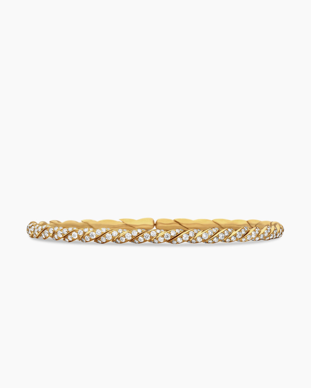 Sculpted Cable Flex Bracelet in 18K Yellow Gold with Diamonds, 3.5mm