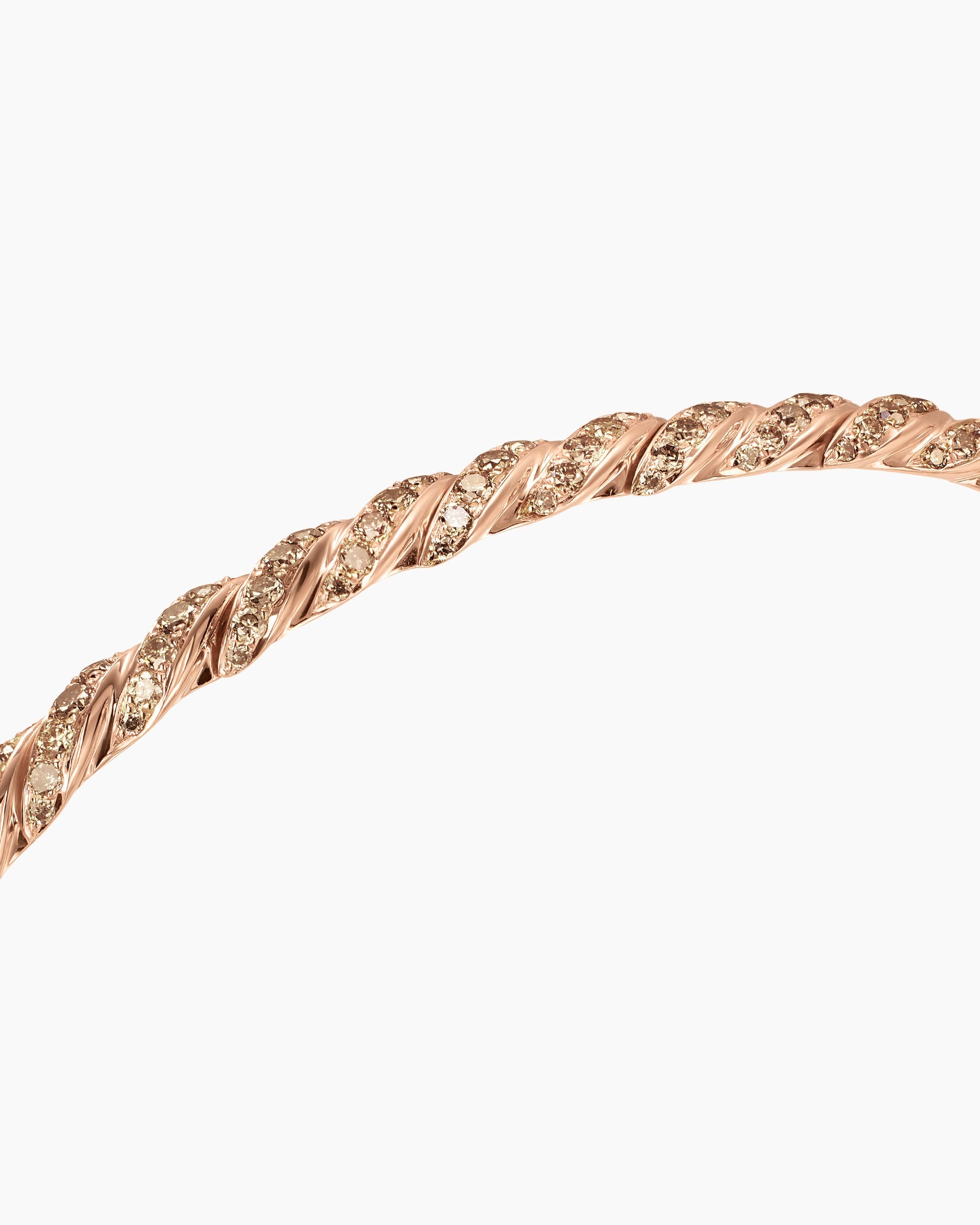 Sculpted Cable Flex Bracelet in 18K Rose Gold with Cognac Diamonds, 3.5mm
