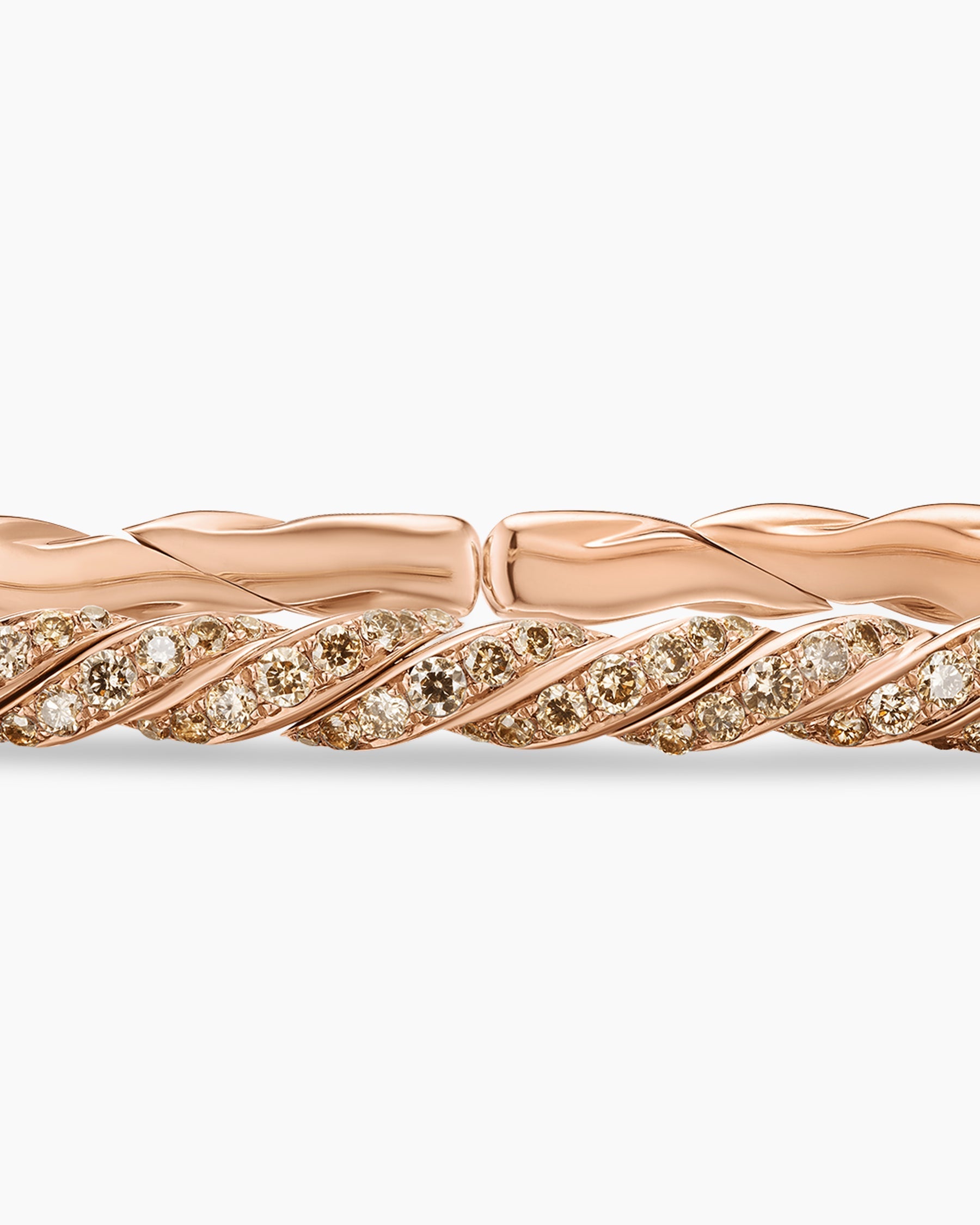 Sculpted Cable Flex Bracelet in 18K Rose Gold with Cognac Diamonds, 3.5mm