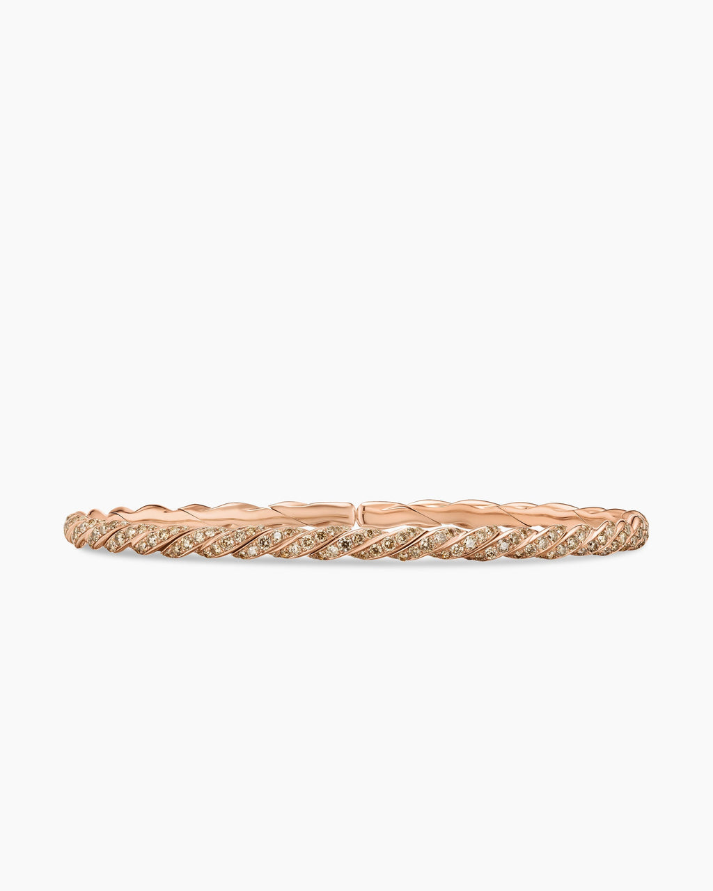Sculpted Cable Flex Bracelet in 18K Rose Gold with Cognac Diamonds, 3.5mm
