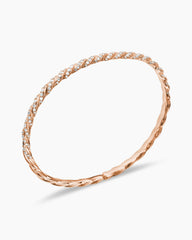 Sculpted Cable Flex Bracelet in 18K Rose Gold with Diamonds, 3.5mm