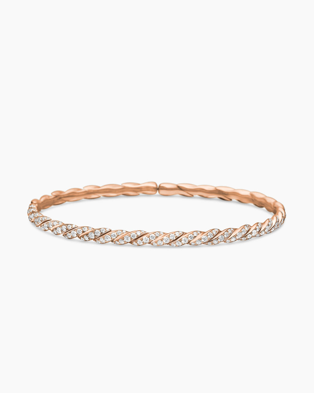 Sculpted Cable Flex Bracelet in 18K Rose Gold with Diamonds, 3.5mm