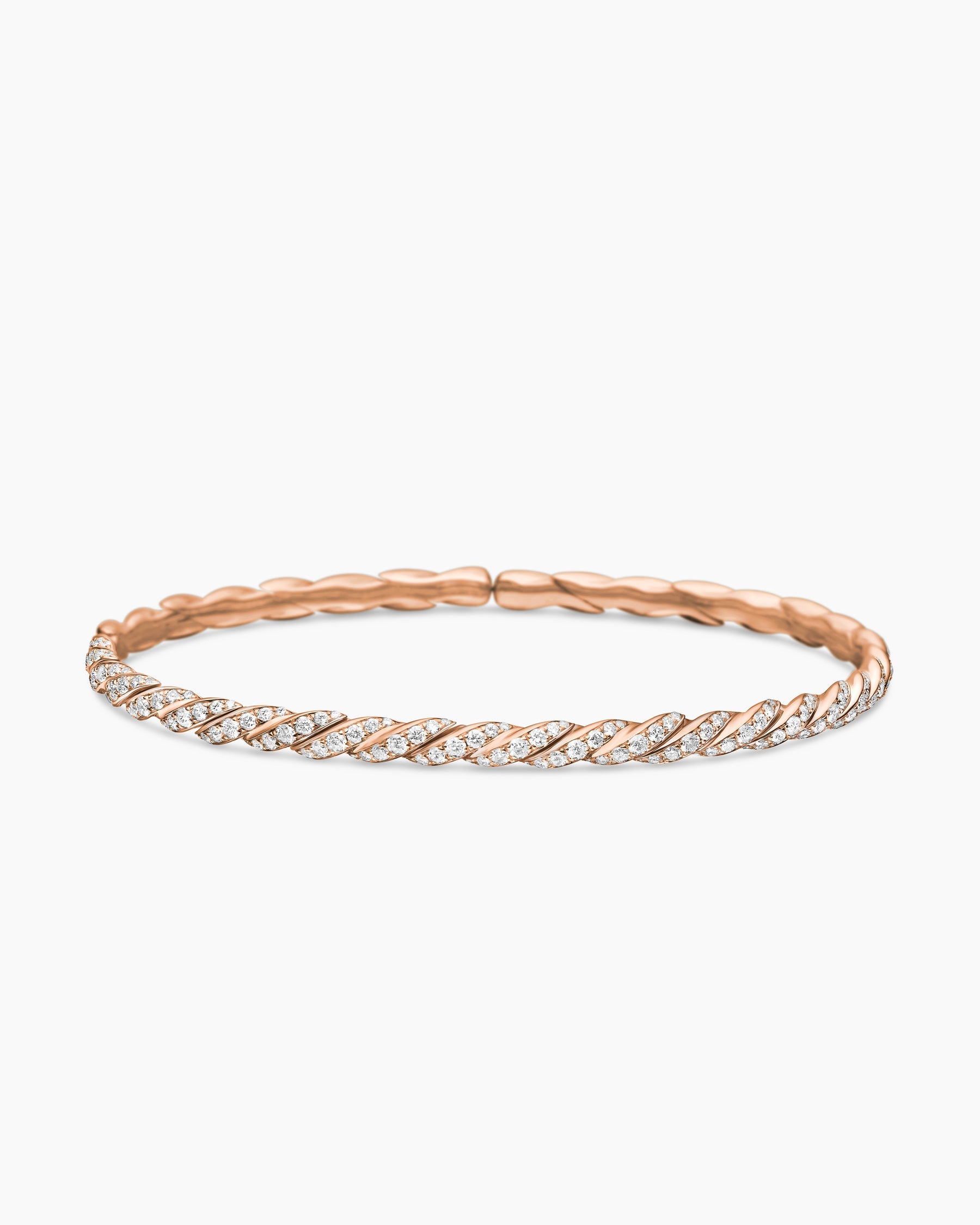 Sculpted Cable Flex Bracelet in 18K Rose Gold with Diamonds, 3.5mm