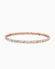 Sculpted Cable Flex Bracelet in 18K Rose Gold with Diamonds, 3.5mm