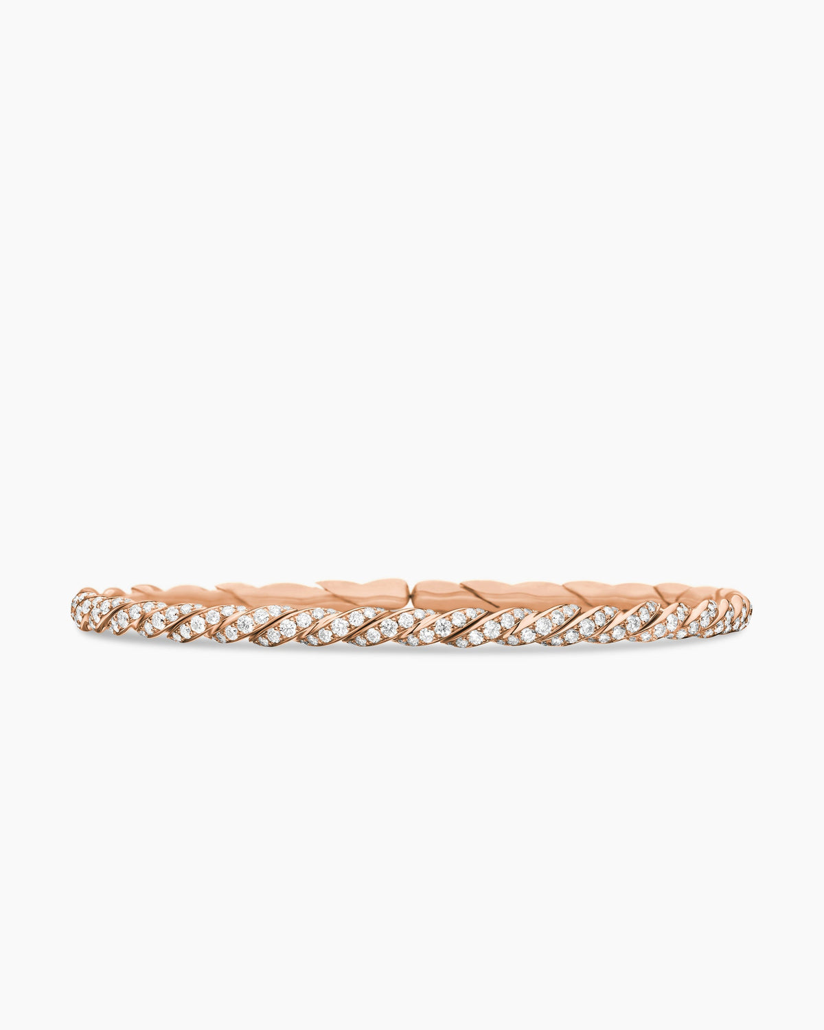 Sculpted Cable Flex Bracelet in 18K Rose Gold with Diamonds, 3.5mm
