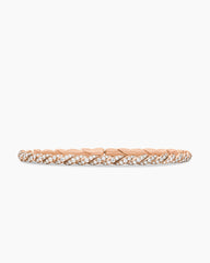 Sculpted Cable Flex Bracelet in 18K Rose Gold with Diamonds, 3.5mm