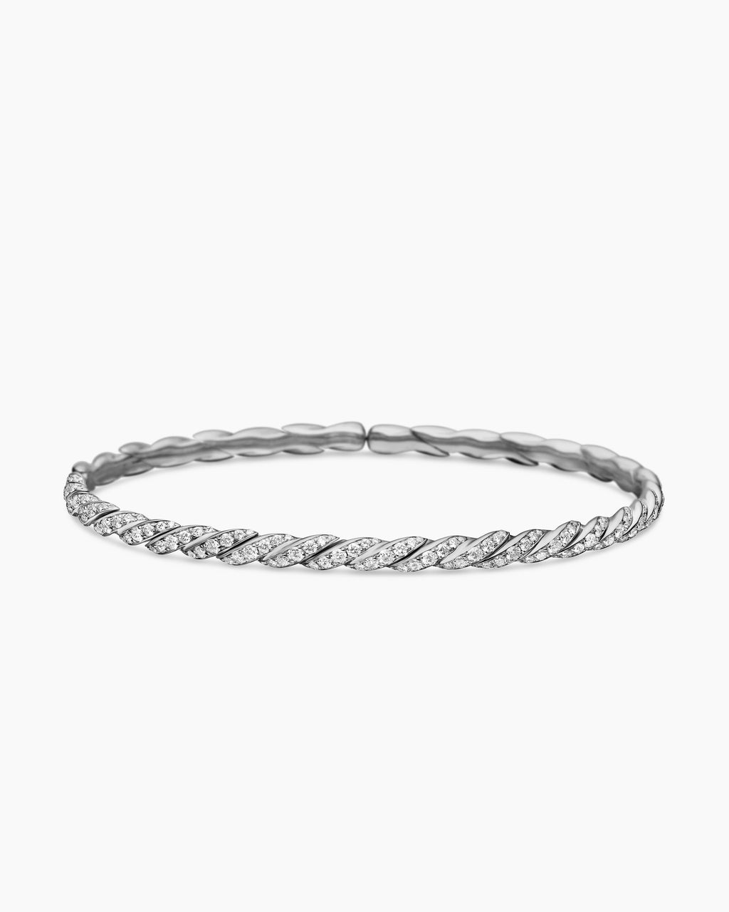Sculpted Cable Flex Bracelet in 18K White Gold with Diamonds, 3.5mm