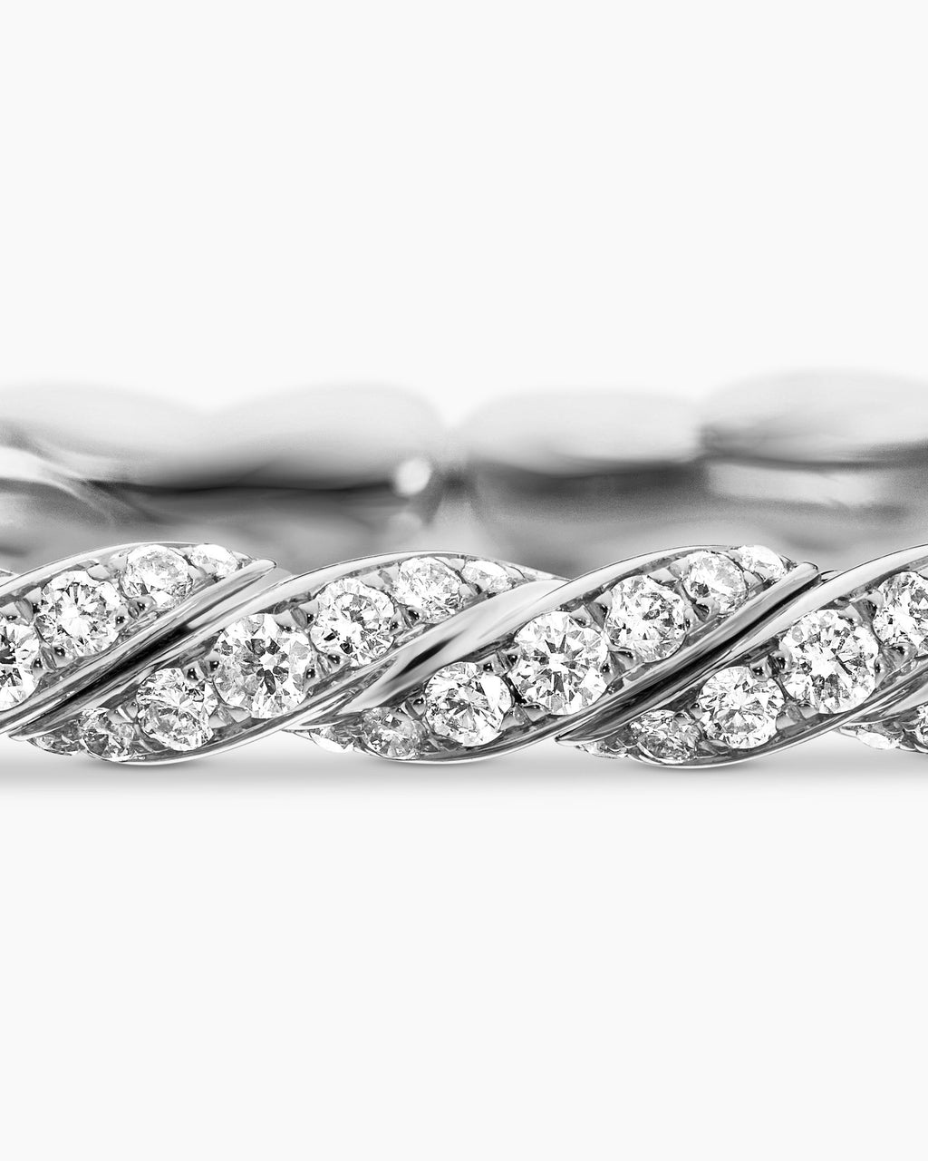 Sculpted Cable Flex Bracelet in 18K White Gold with Diamonds, 3.5mm
