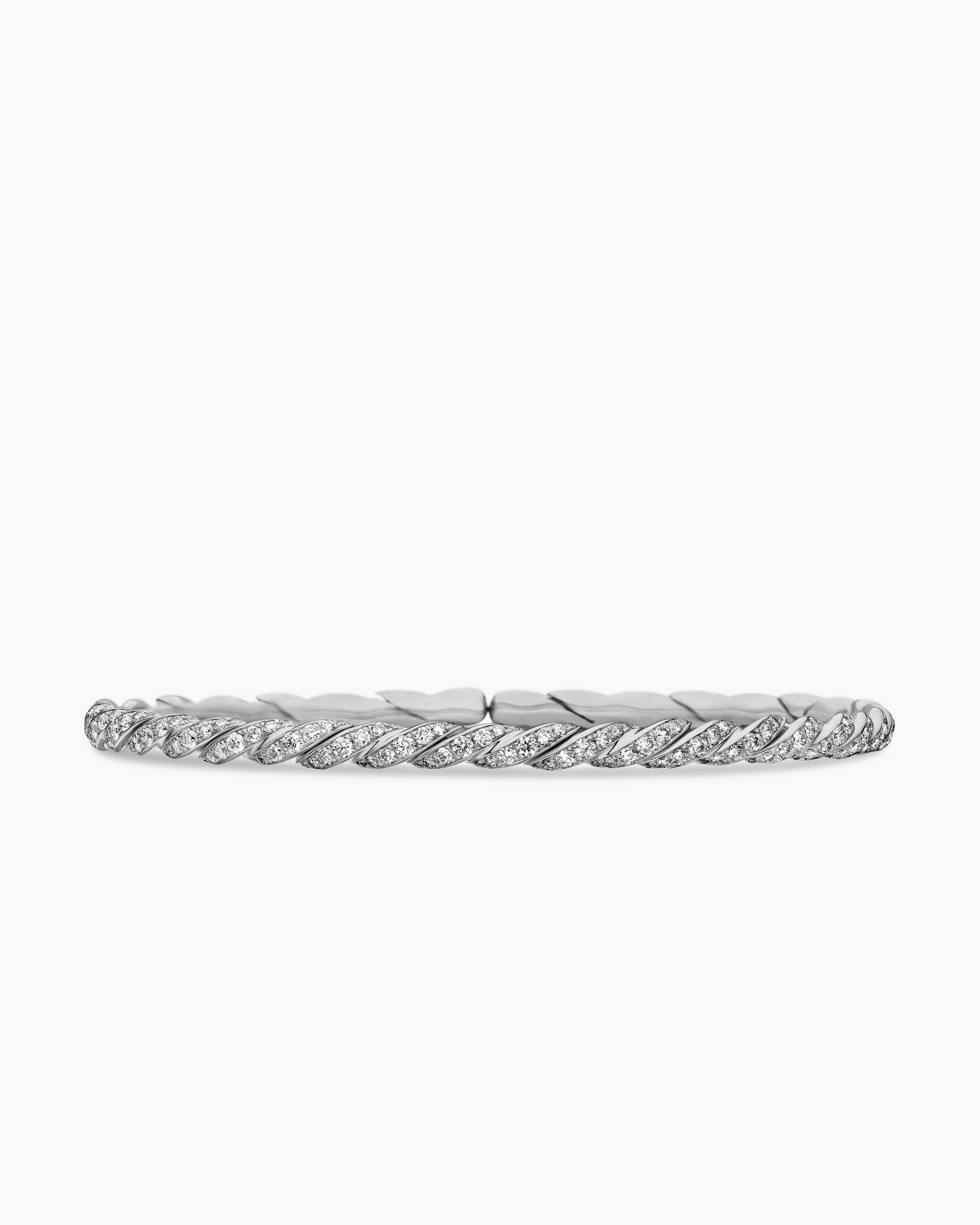 Sculpted Cable Flex Bracelet in 18K White Gold with Diamonds, 3.5mm