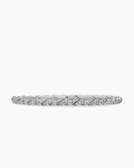 Sculpted Cable Flex Bracelet in 18K White Gold with Diamonds, 3.5mm
