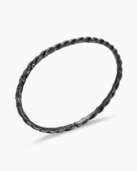 Sculpted Cable Flex Bracelet in 18K White Gold with Black Rhodium and Black Diamonds, 3.5mm