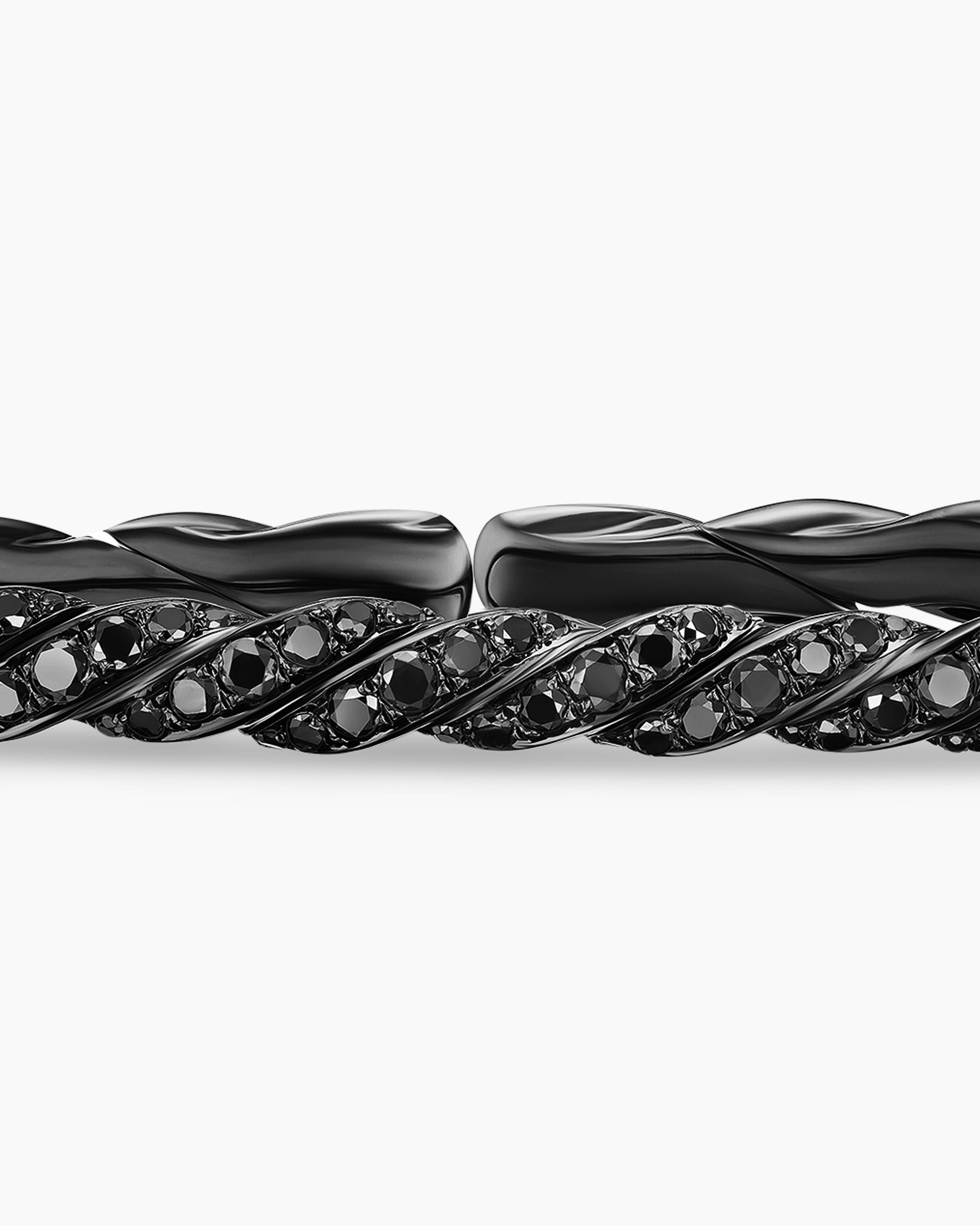 Sculpted Cable Flex Bracelet in 18K White Gold with Black Rhodium and Black Diamonds, 3.5mm