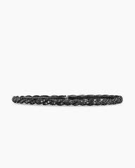 Sculpted Cable Flex Bracelet in 18K White Gold with Black Rhodium and Black Diamonds, 3.5mm