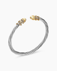 Helena Bracelet in Sterling Silver with 18K Yellow Gold Domes and Diamonds, 4mm