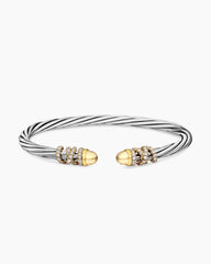 Helena Bracelet in Sterling Silver with 18K Yellow Gold Domes and Diamonds, 4mm