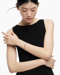 Helena Bracelet in Sterling Silver with 18K Yellow Gold Domes and Diamonds, 4mm