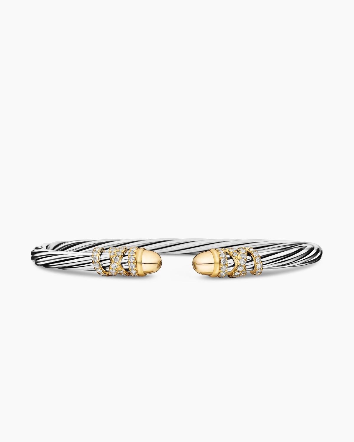 Helena Bracelet in Sterling Silver with 18K Yellow Gold Domes and Diamonds, 4mm