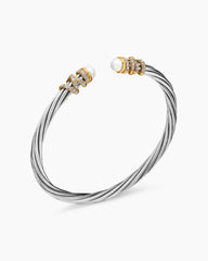 Helena Bracelet in Sterling Silver with 18K Yellow Gold, Pearls and Diamonds, 4mm