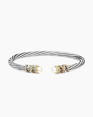 Helena Bracelet in Sterling Silver with 18K Yellow Gold, Pearls and Diamonds, 4mm