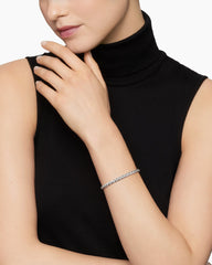 Sculpted Cable Flex Bracelet in 18K White Gold with Diamonds, 5mm