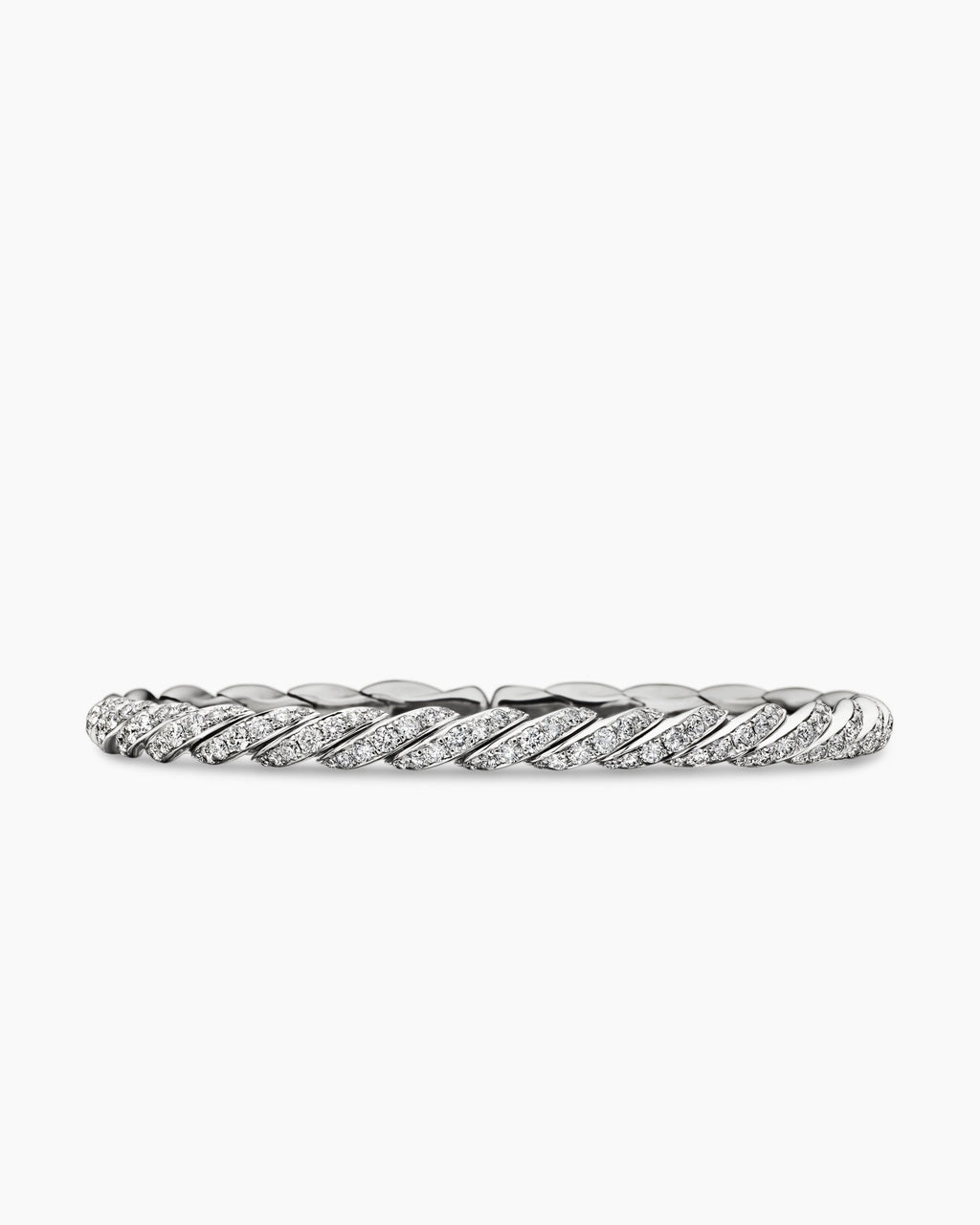 Sculpted Cable Flex Bracelet in 18K White Gold with Diamonds, 5mm