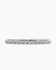 Sculpted Cable Flex Bracelet in 18K White Gold with Diamonds, 5mm