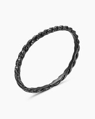 Sculpted Cable Flex Bracelet in 18K White Gold with Black Rhodium and Black Diamonds, 5mm