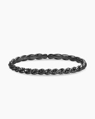 Sculpted Cable Flex Bracelet in 18K White Gold with Black Rhodium and Black Diamonds, 5mm