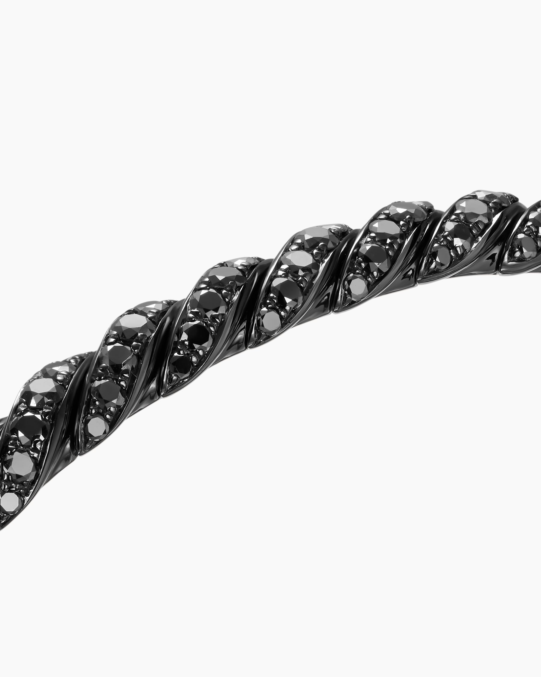 Sculpted Cable Flex Bracelet in 18K White Gold with Black Rhodium and Black Diamonds, 5mm