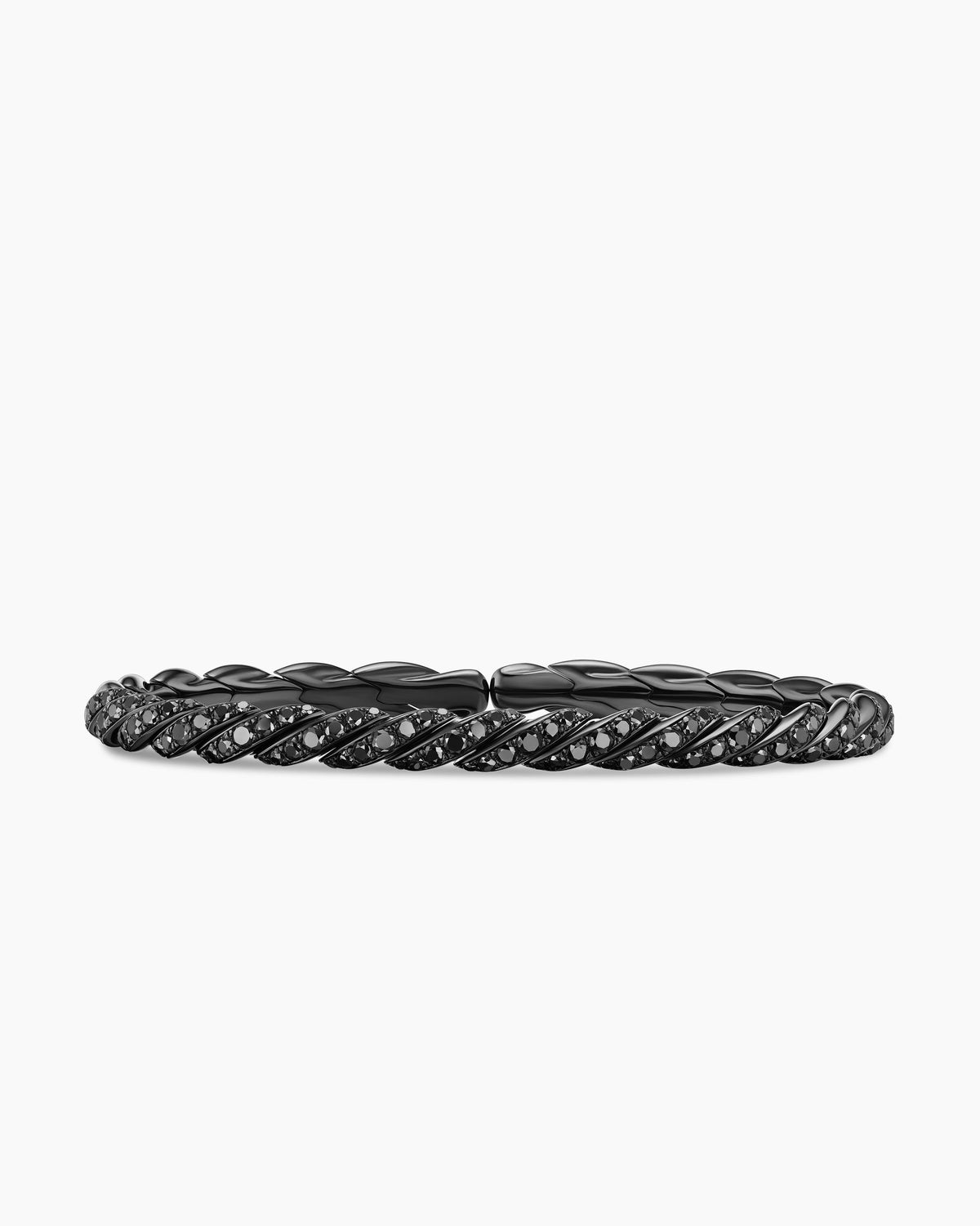 Sculpted Cable Flex Bracelet in 18K White Gold with Black Rhodium and Black Diamonds, 5mm