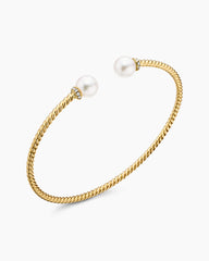 Solari Cablespira® Bracelet in 18K Yellow Gold with Pearls and Diamonds, 2.3mm
