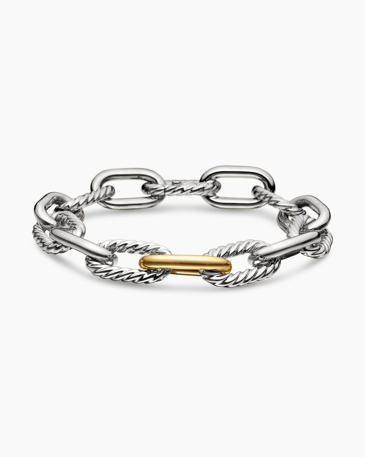 DY Madison® Chain Bracelet in Sterling Silver with 18K Yellow Gold, 11mm