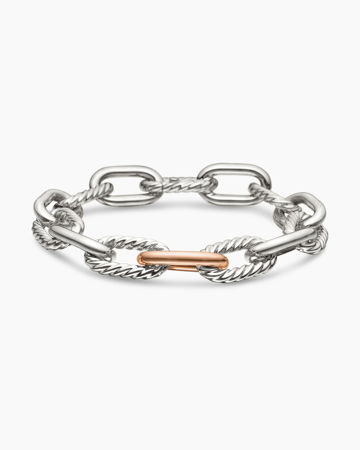 DY Madison® Chain Bracelet in Sterling Silver with 18K Rose Gold, 11mm