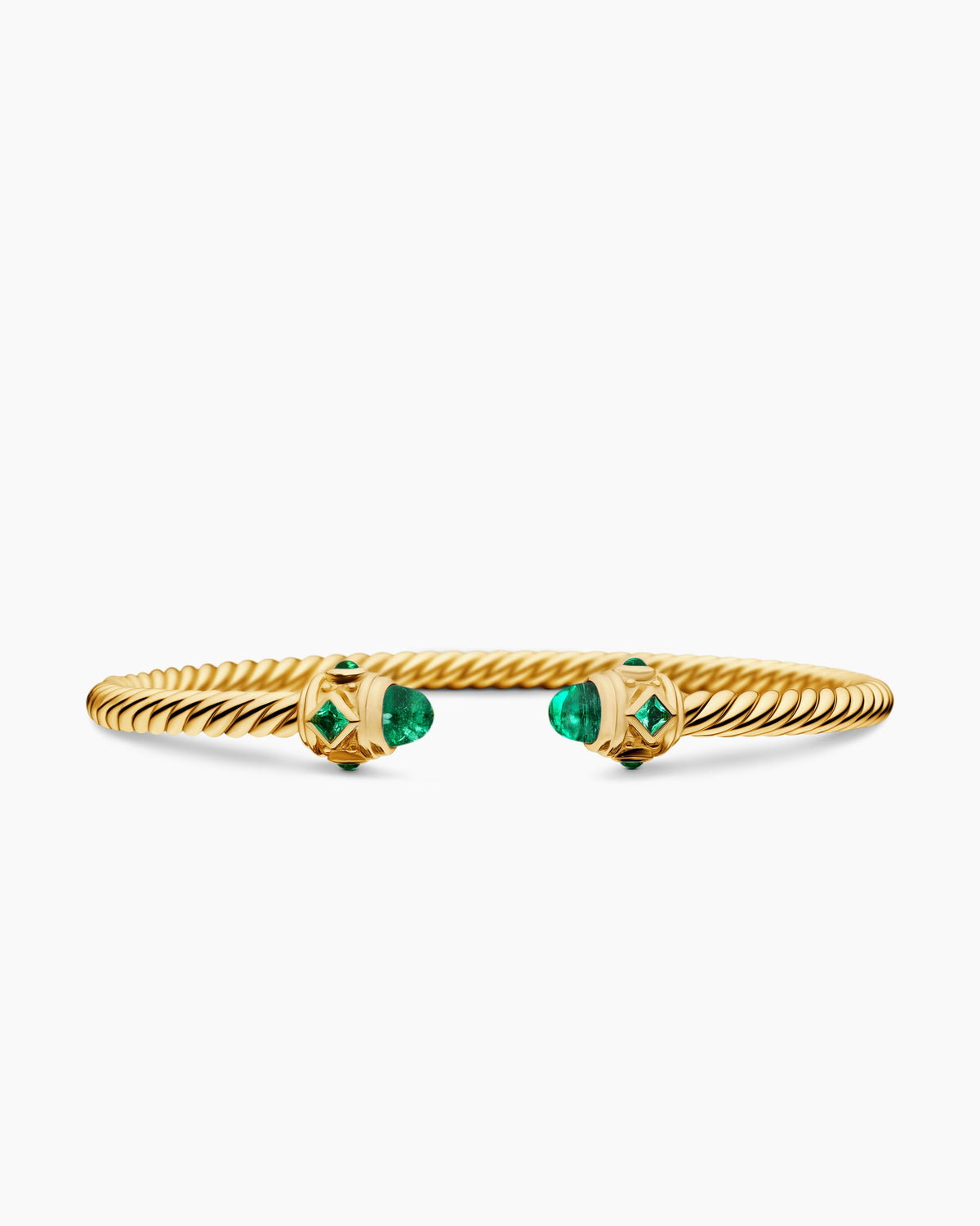Renaissance® Cablespira Bracelet in 18K Yellow Gold with Emeralds, 3.5mm
