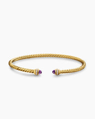 Classic Cablespira® Bracelet in 18K Yellow Gold with Amethyst and Diamonds, 3mm