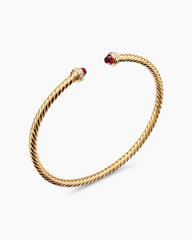 Classic Cablespira® Bracelet in 18K Yellow Gold with Garnets and Diamonds, 3mm