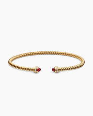 Classic Cablespira® Bracelet in 18K Yellow Gold with Garnets and Diamonds, 3mm