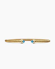 Classic Cablespira® Bracelet in 18K Yellow Gold with Hampton Blue Topaz and Diamonds, 3mm