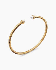 Classic Cablespira® Bracelet in 18K Yellow Gold with Pearls and Diamonds, 3mm