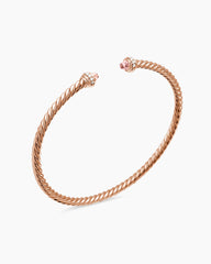 Classic Cablespira® Bracelet in 18K Rose Gold with Morganite and Diamonds, 3mm